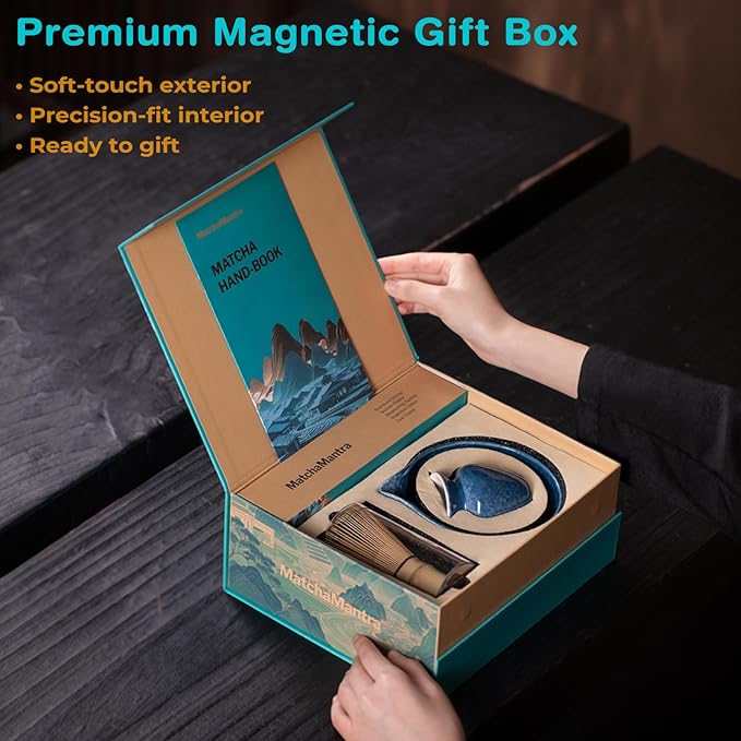 Premium Matcha Ceremony Set – Complete 9-Pcs Ritual Kit – Presented in Luxury Magnetic Gift Box, Perfect for Gifting or Self-Care (Gem Blue) - Bloomnest