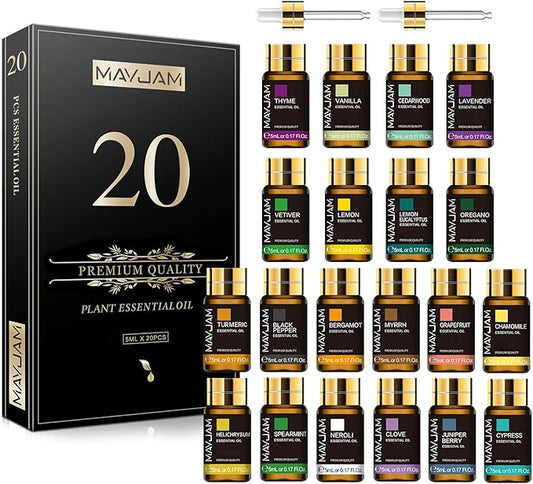 MAYJAM 20x5ML Essential Oil Gift Set, Pure Essential Oils for Diffusers for Home, Long Lasting Scented Oil for Soap Candle Making - Bloomnest