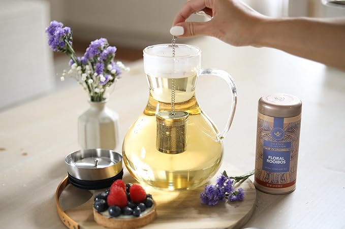 Teabloom Elegant Stainless Steel Loose Leaf Tea Infuser – Tea Connoisseur's Choice for White, Green, Oolong, Black, and Herbal Teas – Geometric Blossom Design – Large Size - Bloomnest