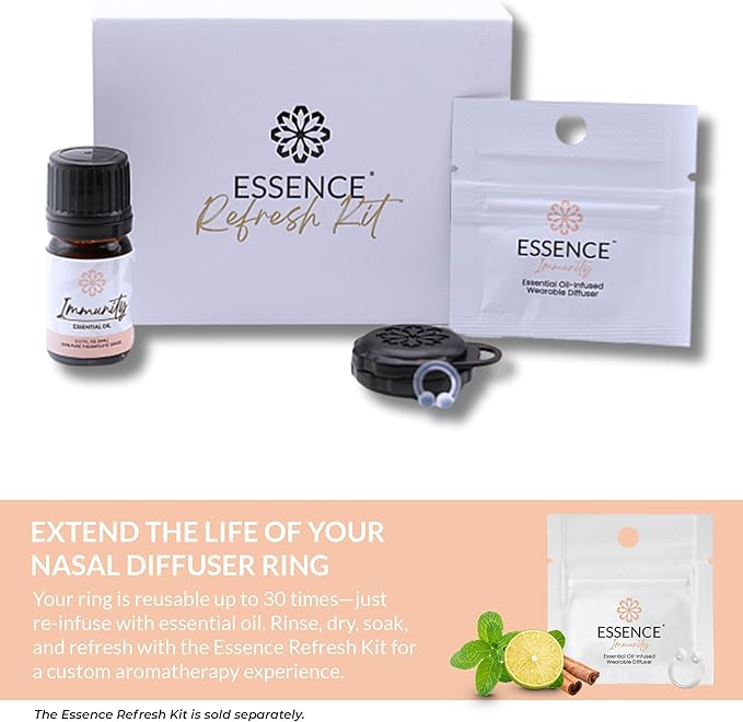 Essence Wearable Aromatherapy Nasal Diffuser – Immunity Blend Essential Oil Nose Ring – Personal Scent Clip for Travel, Work & Everyday Use – Made in USA - Bloomnest