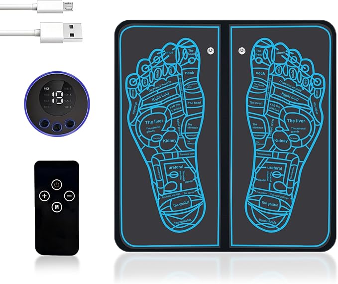 Beyn Health Expert Electronic Stimulator - Feet Massager Mat for Pain Plantar Relief,Muscle Relaxation, Portable & Rechargeable Foot Stimulator with 8 Modes &19 Levels with Remote Control-6 - Bloomnest