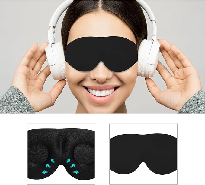 3D Sleep Mask, 100% Blackout 3D Contoured Sleep Eye Mask, Comfortable & Super Soft Sleeping Mask with Adjustable Straps for Women, Men, Sleeping Travel Yoga Naps - Bloomnest