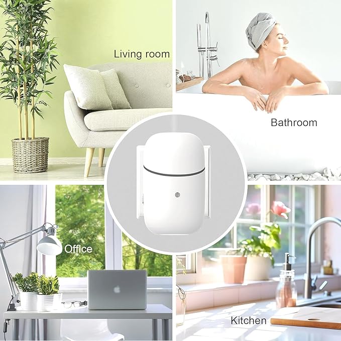 Plug in Waterless Diffuser, Up to 500 Sq. FT Coverage, Essential Oil Diffuser for Home, Office, Hotel, Small Wall Silent & Waterless Oil Diffuser for Scent Air - Bloomnest
