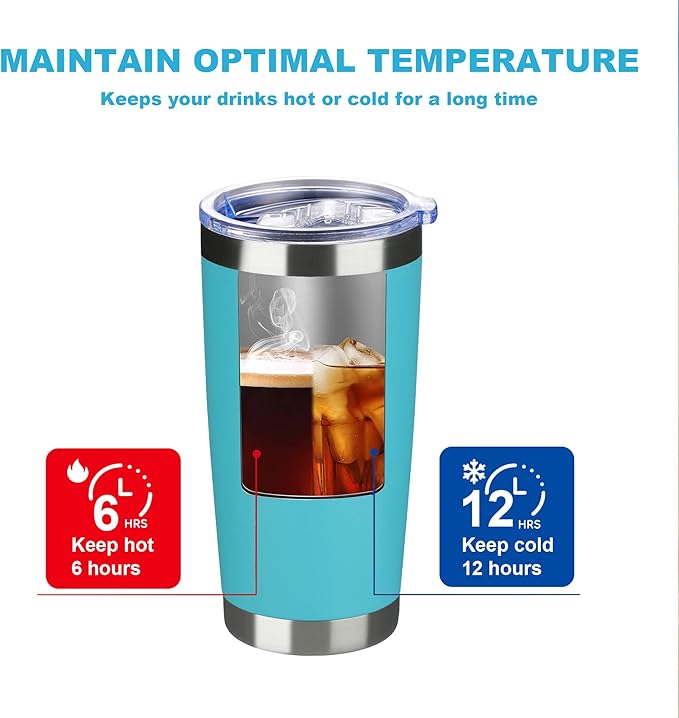 Personalized Custom Print in USA Tumbler 48Pcs 20oz Stainless Steel Double Wall Coffee Cup with Lid & Straw Insulated Tumbler with Colorful Text Logo Photo