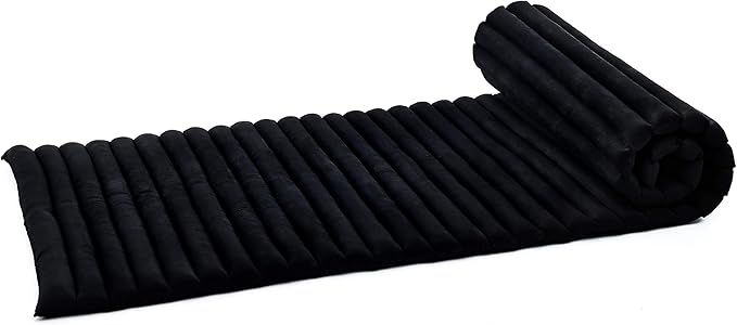 Leewadee - Foldable Floor Mattress - Japanese Roll Up Futon -Trifold Tatami Mat- Guest Floor Bed - Camping Mattress - Thai Massage Mat, Kapok Filled, 75 x 28 inches, Black - Bloomnest