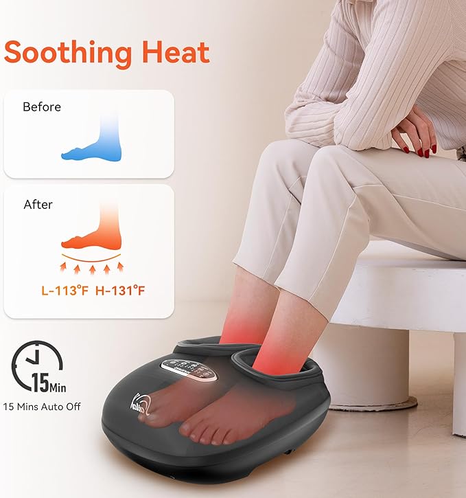 Snailax Shiatsu Foot Massager with Heat, Deep Kneading, Compression, Vibration, Feet Massager Machine for Plantar Fasciitis, Neuropathy, Foot Warmer Under Desk, Size 13, Gifts for Men, Women - Bloomnest