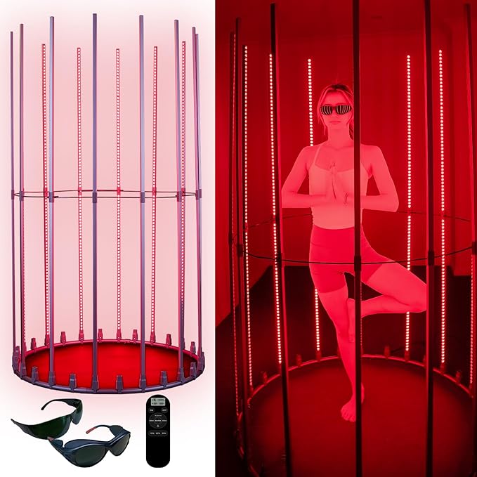 360° Full Ring Red Light Therapy Lamp, Full Body Infrared Light 660nm+850nm (2x850+1x660) for Face & Body, Head-to-Toe Coverage, Stable Frame MicroENE