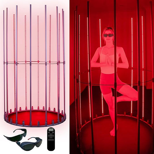 360° Full Ring Red Light Therapy Lamp, Full Body Infrared Light 660nm+850nm (2x850+1x660) for Face & Body, Head-to-Toe Coverage, Stable Frame MicroENE