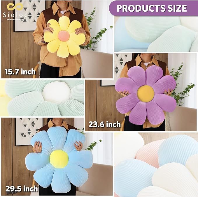 Sioloc Flower Shaped Throw Pillow, Lavender, 23.6" (1 Count)