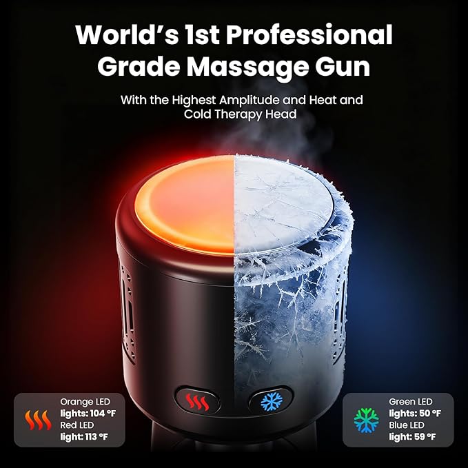 BOB AND BRAD D6 Pro Max+ Massage Gun with Heat and Cold, Powerful Deep Tissue Percussion Massager with 16mm Amplitude, Professional Muscle Massager Gun for Athletes, Quiet Electric Handheld Massager - Bloomnest