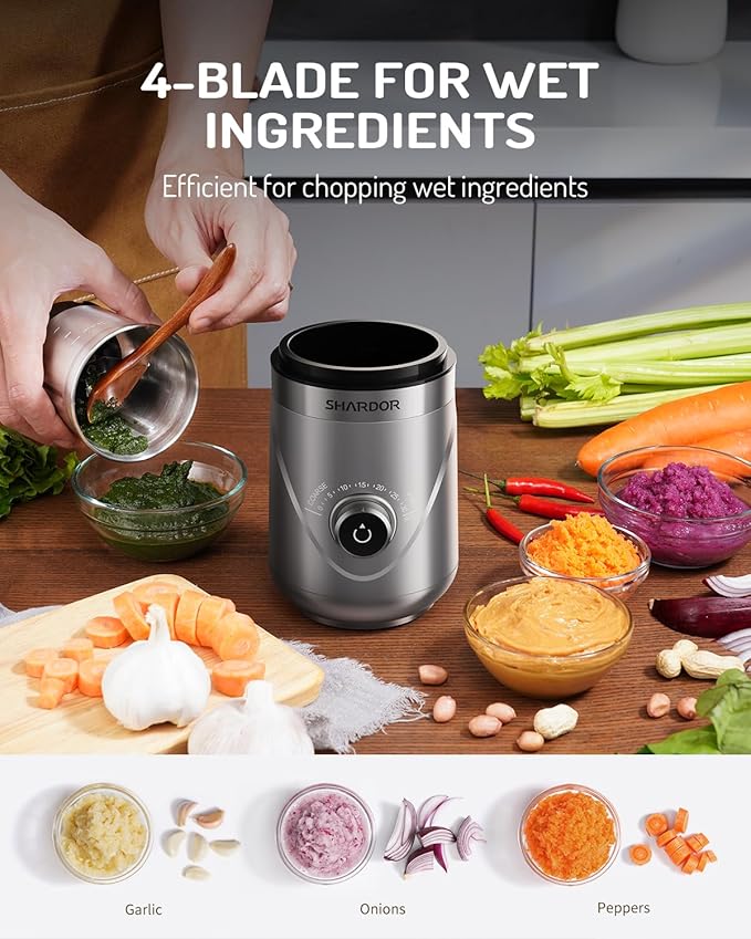 SHARDOR Electric Super Silent Blade Coffee Grinder, Timed Grind Control Rotary Knob, Adjustable Coarse to Fine for Coffee Beans, Spices & Herbs, with 2 Removable Stainless Steel Bowl, Silver - Bloomnest