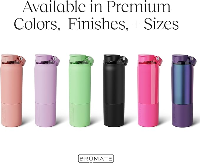 BrüMate Rise 25oz Water Bottle With 100% Leakproof Covered Silicone Straw | Insulated Stainless Steel Water Bottle | Cup-Holder Friendly | Fast Flow | Soft Sip Silicone Spout | BPA-Free (Neon Pink) Br%C3%BCMate