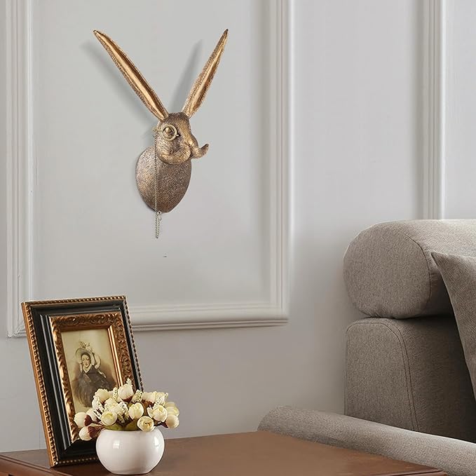 UITWMKTG Gold Animal Head Wall Decor Wall Sculpture Home Decor Statue for Living Room Office Bedroom Modern Decor for Men Women Rabbit - Bloomnest