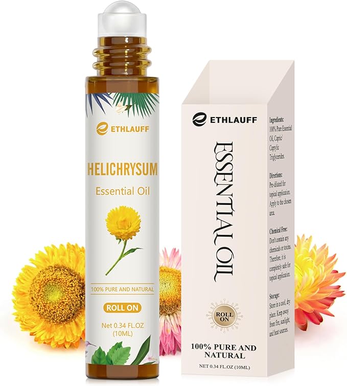 Helichrysum Essential Oil Roll On, 100% Pure Aromatherapy for Skin Vitality & Anti-Aging,Aromatherapy, Skin Care, Happy, Stress Relief - Bloomnest