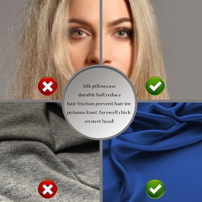 Mulberry Silk Pillowcase for Hair and Skin Standard Size 20"X 26" Pillow Case with Hidden Zipper Soft Breathable Smooth Cooling Silk Pillow Covers for Sleeping (Royal Blue,Standard,1Pcs) - Bloomnest
