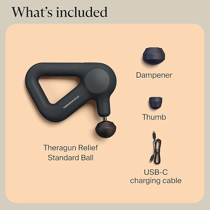 TheraGun Therabody Relief - Quiet Deep Tissue Therapy Massage Gun - Bluetooth Enabled, Electric Percussion Massage Gun & Personal Massager for Pain in The Neck, Back, Leg, Shoulder and Foot (Black) - Bloomnest