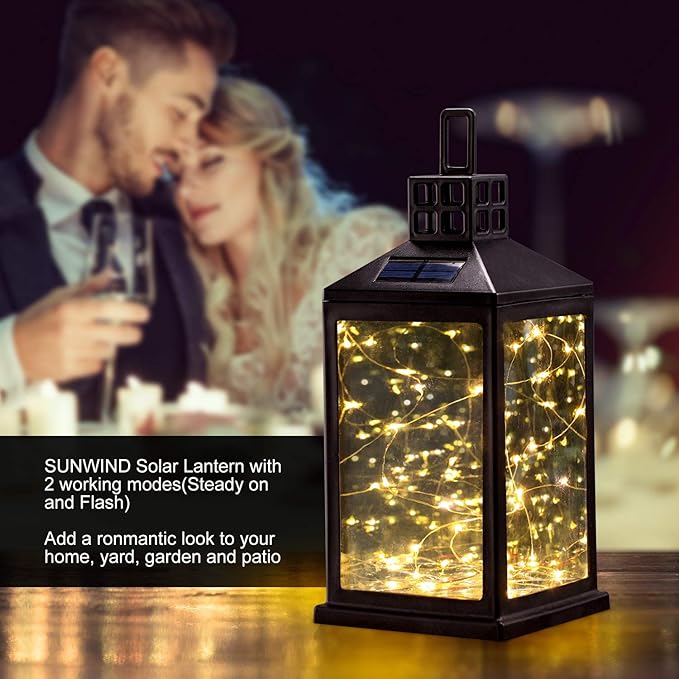 Solar Lantern Lights Outdoor SUNWIND Waterproof Solar Table Lamp Hanging Lighting with 40 Warm White LEDs for Garden Patio Landscape Decoration - Bloomnest