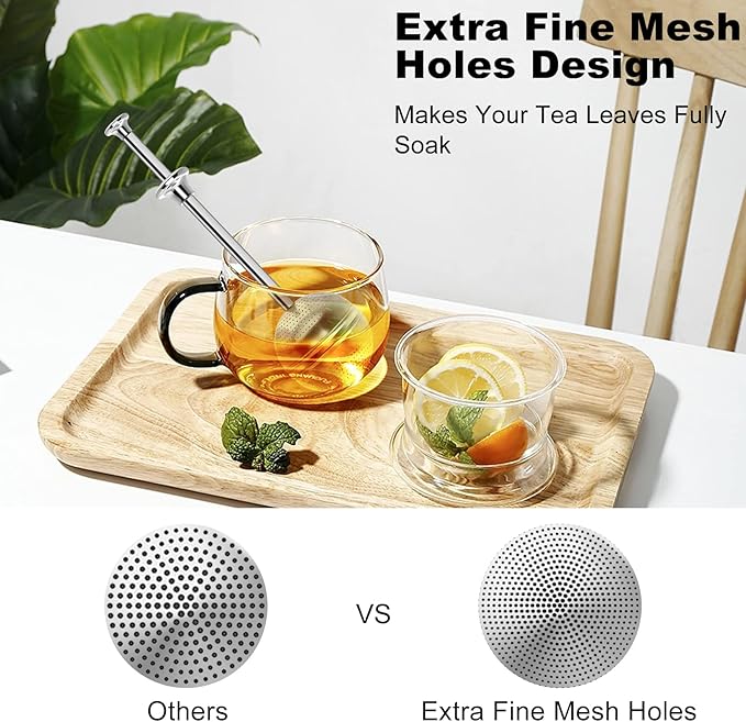 Numola Long Handle Tea Ball Stainless Steel with Drip Trays, 4Pcs Premium Tea Infuser Filter for Loose Leaf Tea, Reusable Fine Mesh Tea Interval Diffuser Strainer for Cup and Teapot - Bloomnest
