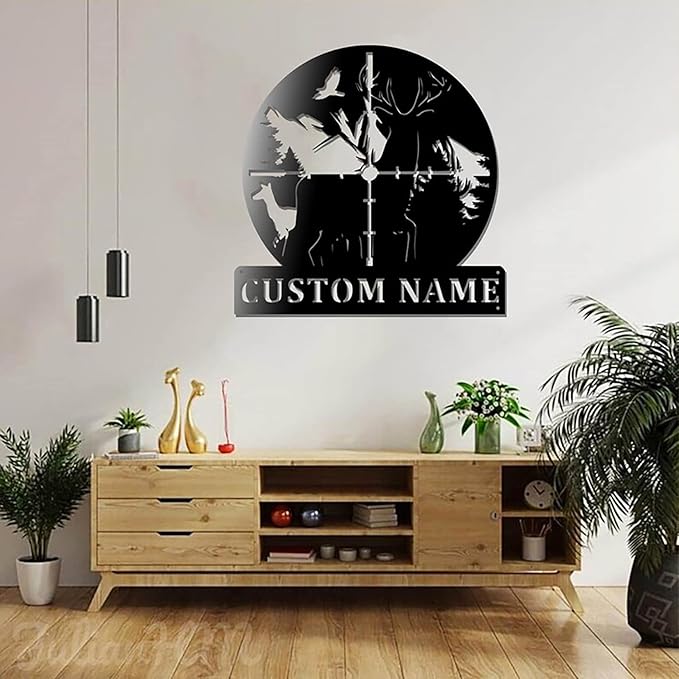 LOVELYPOD Personalized Hunting Metal Sign, Custom Deer Hunting Art With Led Lights, Steel, Rectangular, 12x18 - Bloomnest
