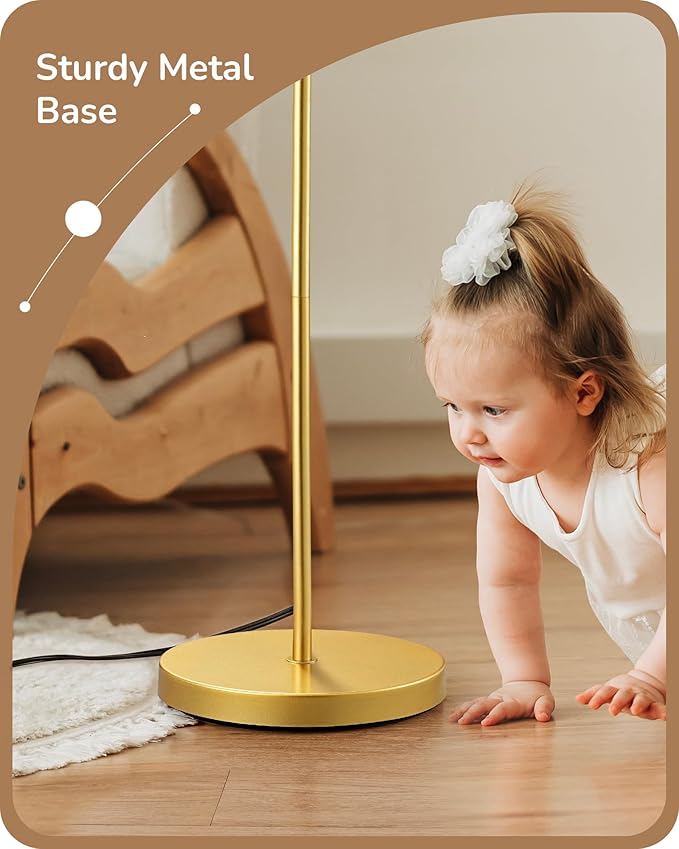 EDISHINE 64.7" Modern Minimalist Floor Lamps for Living Room with 3 Color Temperatures Bulb & Adjustable Linen Shade, Foot Pedal Switch, Tall Standing Lamp for Bedroom Office, Gold - Bloomnest