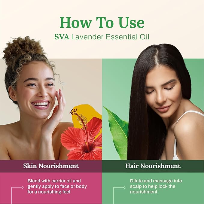 SVA Lavender Essential Oil – 4 Fl Oz – 100% Natural Lavender Oil - for Diffuser, Hair Care, Face, Skin Care, Aromatherapy, Scalp and Body Massage, Soap and Candle Making – with Dropper - Bloomnest