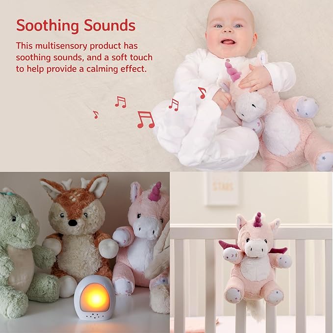 Cloud b LoveLight Buddies Sound Machine with White Noise, Soothing Lullabies & Gentle Nightlight | Voice Recorder | USB Rechargeable | Adjustable Settings & Auto-Shutoff | Lily The Unicorn - Bloomnest