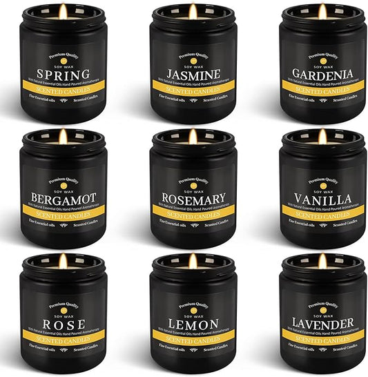 9Psc Scented Candles Set | Men Candle Set,7oz Gifts for Men Aromatherapy, Soy Candle(Black) - Bloomnest