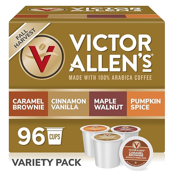 Victor Allen's Coffee Fall Harvest Variety Pack, Medium Roast, 96 Count, Single Serve Coffee Pods for Keurig K-Cup Brewers - Bloomnest