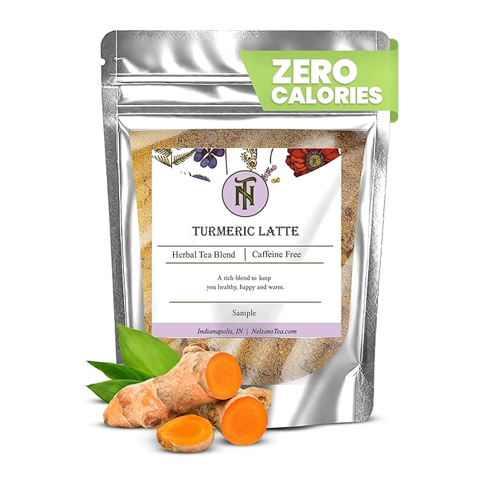 Nelson's Tea - Caffeine Free Turmeric Tea Latte - Mix of Turmeric, Cinnamon, Ginger, Clove, Nutmeg, and Black Pepper (Sample 1 Oz) - Bloomnest
