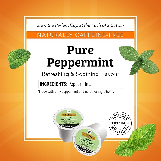 Twinings Pure Peppermint Herbal Tea 72 K-Cup Pods for Keurig, 12 Count (Pack of 6), Made with 100% Pure Peppermint, Naturally Caffeine-Free, Enjoy Hot or Iced - Bloomnest