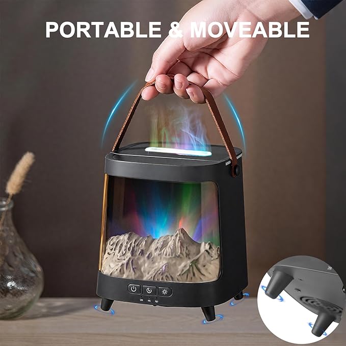 Essential Oil Diffuser, Upgraded Portable Aurora Flame Aromatherapy Scent Aroma Diffusers, 200ml Ultrasonic Cool Mist Humidifiers, Timer & Auto-Off for Home, Room - Bloomnest