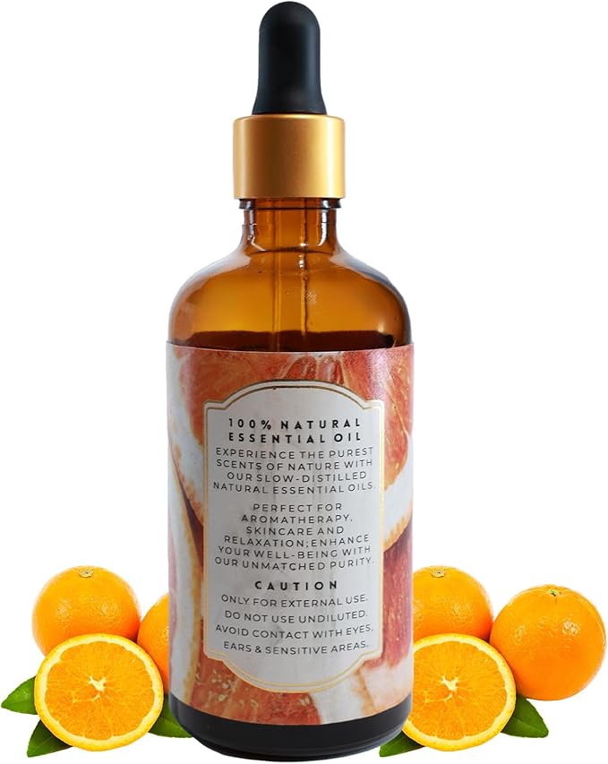 Luxurious Sweet Orange Essential Oil by Enhanced Essentials| Slow Distilled & Pure| for Home Cleaning,Aromatherapy,Bath,Perfume,Soap & Candle Making| Ideal for Business|3.38 fl oz (100 ml) - Bloomnest