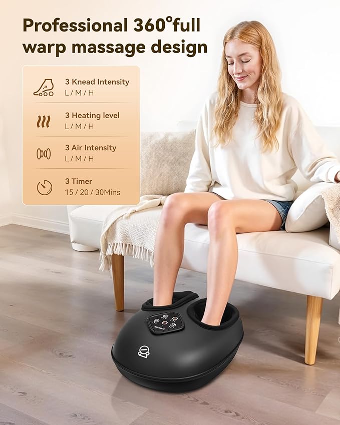 COMFIER 2025 Shiatsu Foot Massager with Heat,Compression,Kneading &Rolling,Foot Massager for Neuropathy,Plantar Fasciitis,Upgraded for Larger Feet Machine(Size 15),Home or Office, Christmas Gifts - Bloomnest
