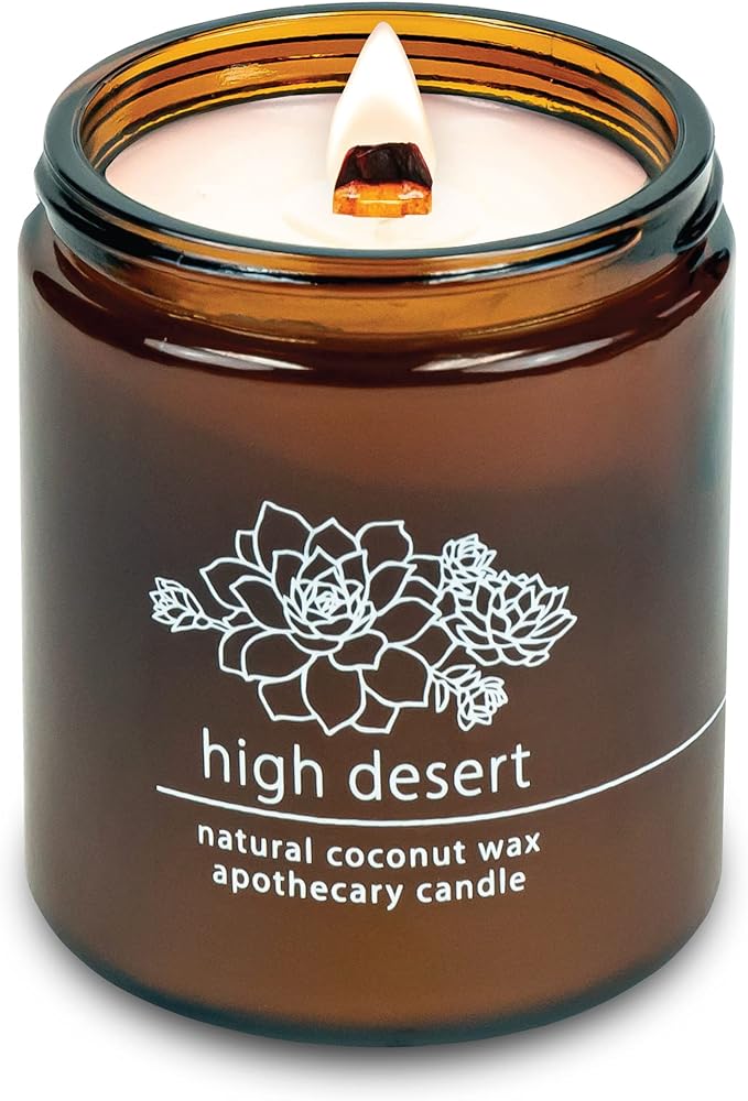 Hemlock Park Crackling Wood Wick Candle Handcrafted with Natural Coconut Wax (Standard 8 oz, High Desert) - Bloomnest