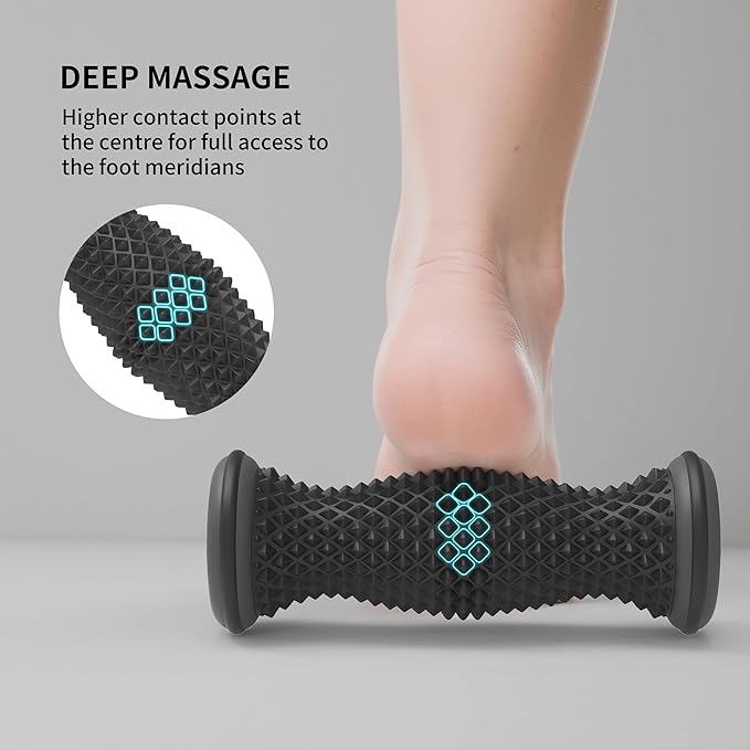 Foot Roller Massager for Plantar Fasciitis, Arch and Heel Pain Relief，Portable and Silence, Deep Tissue Foot Massager Roller Tool to Improve Circulation and Relieve Tension-Black - Bloomnest