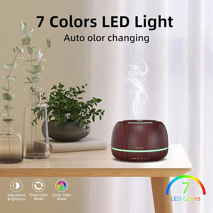 300ML Essential Oil Diffuser with Remote Control,7 LED Colour Lights,4 Timer, Quiet,Ultrasonic Aromatherapy Diffuser for Bedroom, Living Room, Desk,Office - Bloomnest