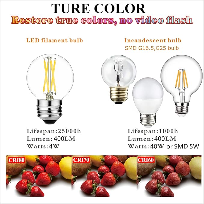 LiteHistory E26 LED Bulb 4W Equal E26 Edison Bulb 40 Watt Neutral White 4000K E26 Bulb Dimmable AC120V 400lm G16.5 Light Bulb led for Rustic Sputnik,Chandeliers,Vanity,Wall sconces Pack of 6 - Bloomnest