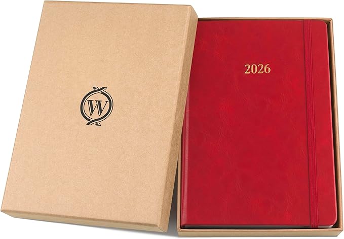 Wykeham's Executive 2026 Daily Journal Planner – US Public Holidays & Format – Customization Available (Crimson, 8.5"×5.5") - Bloomnest
