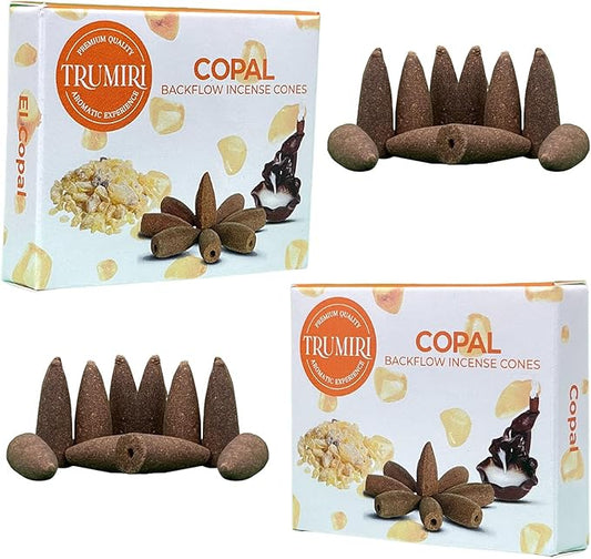Copal Backflow Incense Cones - 20 Cones, Dual Pack of 10, Waterfall Effect