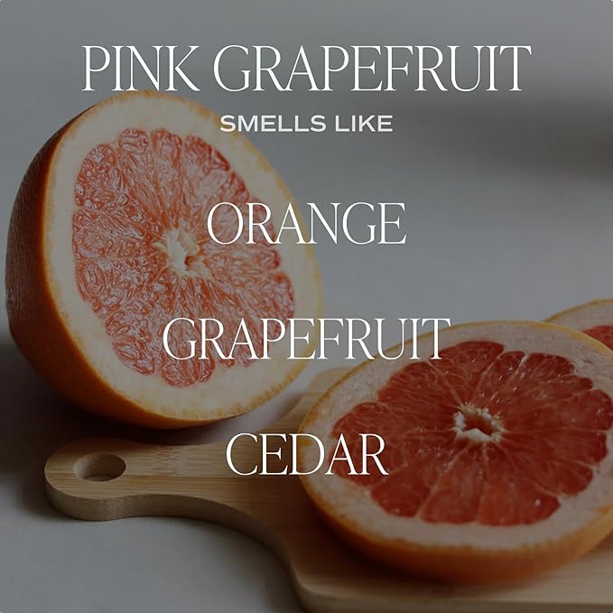 Sweet Water Decor Pink Grapefruit Scented Candles - Soy Candles with Grapefruit, Musk & Cedar for Home Decor - Candle Wax with 50 Hours Burn Time - 11Oz Wood Lid White Jar Candles for Home Scented - Bloomnest