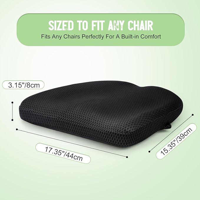 Air Fiber Office Chair Cushion - Ergonomic Seat Cushion for Orthopedic Coccyx, Relief Hip & Back Support - Doctor Recommended Cushion for Long Sitting Worker Driver & Handicapped (Dark Gray) - Bloomnest