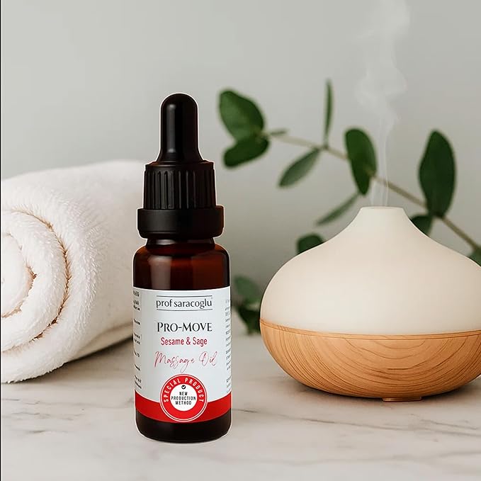 Prof Saracoglu Pro-Move Aromatic Massage Oil with Sesame & Sage – Fast-Absorbing Herbal Oil for Neck, Shoulder, and Muscle Tension Relief, Body Massage & Aromatherapy, 1.01 fl oz - Bloomnest