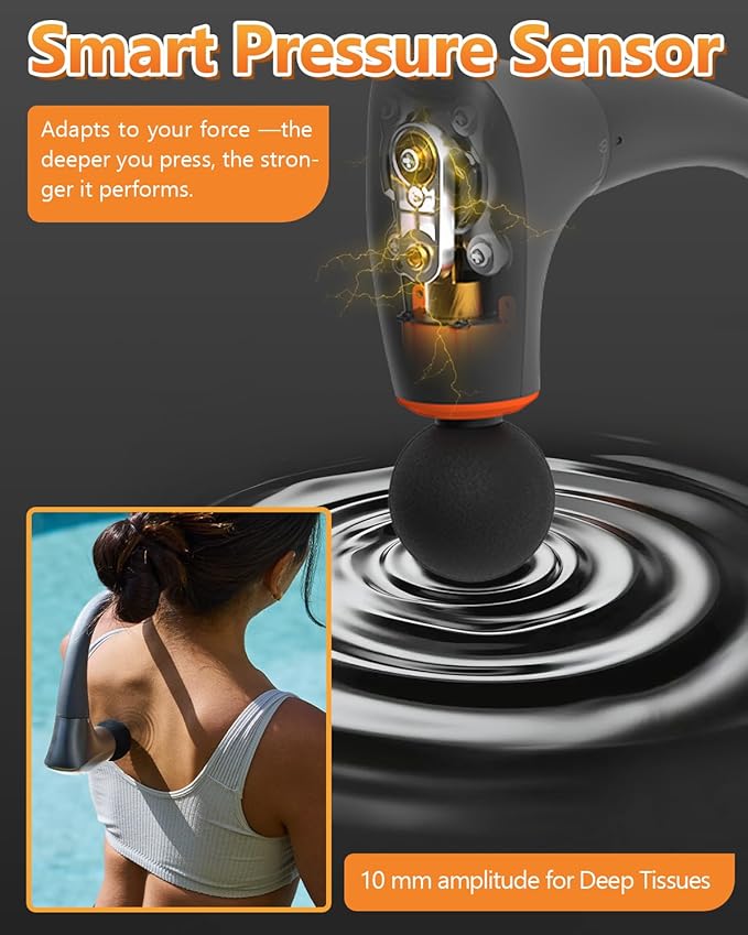 Convertible Massage Gun Deep Tissue for Back Neck Muscle Pain Relief - Electric Handheld Percussion Shoulder Massager Tool with Detachable Long Handle Portable Case - Bloomnest