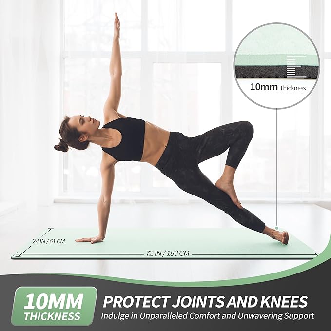 CAMBIVO Yoga Mat for Women Men Kids, 1/3 & 1/4 & 2/5 Inch Extra Thick Yoga Mat Non Slip, 72" x 24" TPE Yoga Mats, Workout Mat with Carrying Strap for Yoga, Pilates and Floor Exercises - Bloomnest