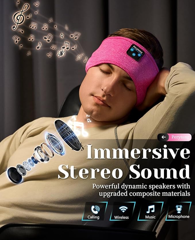 Sleep Headphones Bluetooth Headband Sleeping Headphones Headband Wireless Sleep Headband with Comfortable Earbuds for Side Sleepers, Sleeping Eye Mask for Women Men Workout Running Cool Gifts - Bloomnest