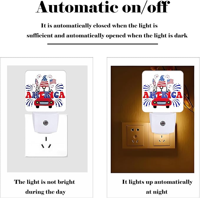 Happy Independence Day Night Light,Plug Into Wall with Dusk to Dawn Light Sensors, Warm Nightlights for Bedroom, Bathroom, Hallway, Kitchen, Gifts Ideal for Boys Girls Women Men - Bloomnest