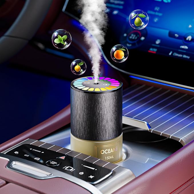 Car Air Freshener, Car Fresheners Long Lasting, Auto On/Off, 3 Adjustable Modes for Custom Scent Intensity, 150mL Large Capacity, Diffuser with RGB Music Syncing Light (Oceans) - Bloomnest