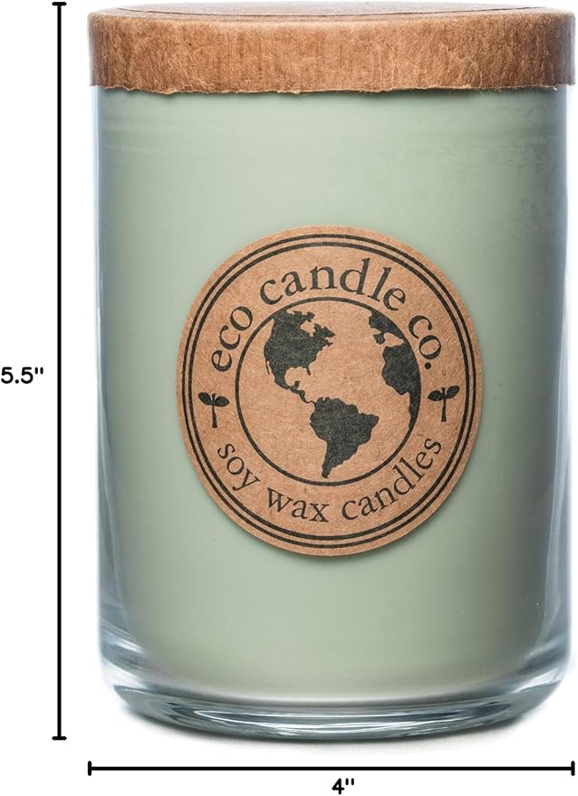 ECO CANDLE CO. Recycled Candle, Eucalyptus Sage, 26 oz. - Scents of Eucalyptus, Sandalwood, Rosemary, & Sage - 100% Soy Wax, No Lead, Kraft Paper Label & Lid, Hand Poured, Midwest Grown Soybeans - Bloomnest