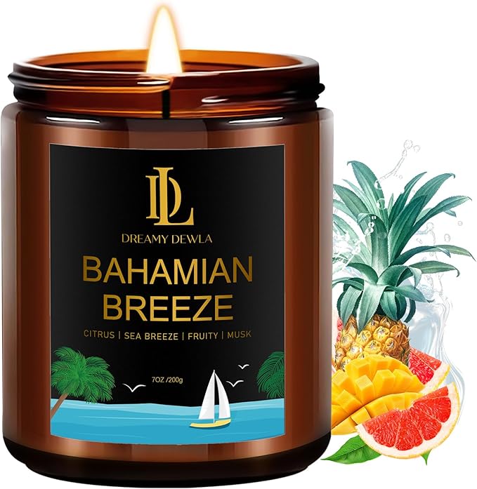 Bahamian Breeze Candles, 7oz Bahama Breeze Scented Candle, Natural Soy Candles for Home Scented, Long Lasting with 50 Hour Burn Time, Gifts for Men Women - Bloomnest