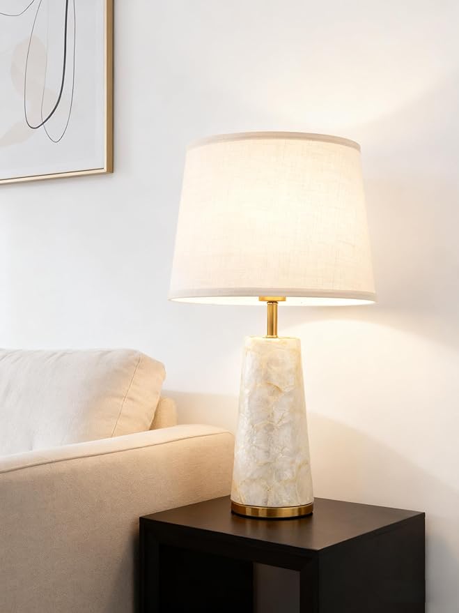 Coastal Table Lamps for Bedroom Nightstand Set of 2, Touch Control Ocean Beach Nautical Seashell Lamp, Modern Sea Shell Bedside Night Stands Light for Beachy Cottage Farmhouse Decor (Gold) - Bloomnest
